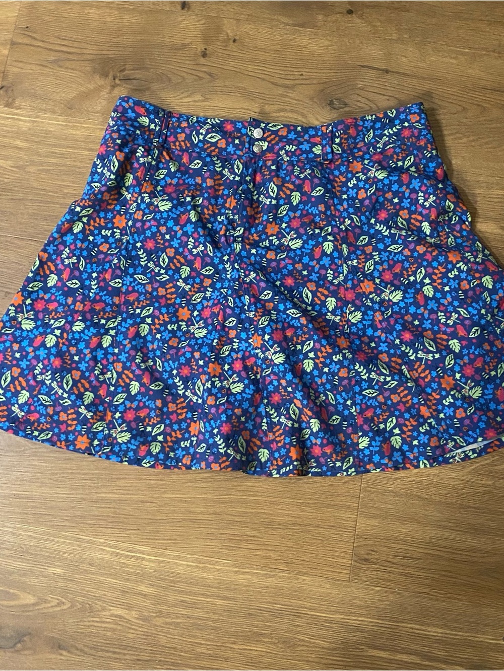 Sahalie Women Blue Floral Dragonfly Athletic Outdoor Hiking Preppy Mini Skort 16